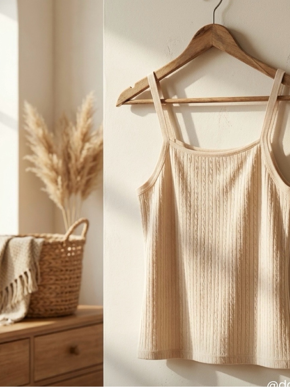 Rena Rowan Cream Ribbed Camisole Tank